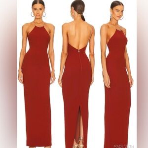 NOOKIE Lexi Chain Gown Maxi Floor Length Rust Gold Chain NWT $299 Revolve Formal